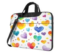 Entemne 13 Pollice Laptop Bag Acquerello Arcobaleno Amore Cuori Custodia Del Manicotto Del Computer Per Le Donne Degli Uomini Leggero Resistente All'acqua Borsa A Tracolla, Multi, 13 inch