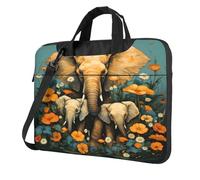 Entemne 13 Pollice Laptop Bag Africa Elephant Famiglia Floreale Custodia Del Manicotto Del Computer Per Le Donne Degli Uomini Leggero Resistente All'Acqua Tablet Borsa A Tracolla, Multi, 13 inch