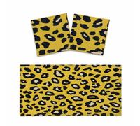 Entemne 2 coperture per luce fluorescente, con stampa leopardata gialla, filtro per diffusore magnetico per plafoniera, riduzione dell'abbagliamento, per illuminazione di classe, ufficio, casa, 120 x
