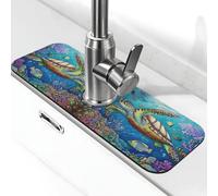 Entemne Acquerello Tartaruga Subacquea Pesce Rubinetto Tappetino per Lavello da Cucina Assorbente Splash Guard Drip Catcher Vassoio Rubinetto Drenaggio Pad Tap Mat per Bagno Contatore