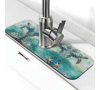 Entemne Acquerello Tartarughe Mare Stella Marina Rubinetto Tappetino per Lavello da Cucina Assorbente Splash Guard Drip Catcher Vassoio Rubinetto Drenaggio Pad Tap Mat per Bagno Contatore