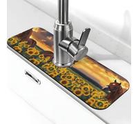 Entemne Animale Cavallo Girasoli Rubinetto Mat per Lavello Della Cucina Assorbente Splash Guard Drip Catcher Vassoio Rubinetto Drenaggio Pad Tap Mat per Bagno Contatore