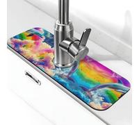 Entemne Arte astratta delfino che salta arcobaleno rubinetto tappetino per lavello da cucina assorbente paraspruzzi protezione antigoccia vassoio rubinetto scarico tappetino rubinetto per bancone