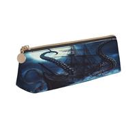 Entemne Astuccio in pelle impermeabile per ragazze ragazzi bambini cancelleria organizzatore piccolo scuola borsa per scuola ufficio organizzatore borsa, Octopus Krakens Tentacoli Nave Pirata, 21 x 6