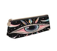 Entemne Astuccio in pelle impermeabile per ragazze ragazzi bambini cancelleria organizzatore piccolo scuola borsa per scuola ufficio organizzatore borsa, Rosa Evil Eye Art Pittura, 21 x 6 x 6 cm