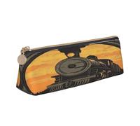 Entemne Astuccio in pelle impermeabile per ragazze ragazzi bambini cancelleria organizzatore piccolo scuola borsa per scuola ufficio organizzatore borsa, Vecchio treno del motore a vapore, 21 x 6 x 6