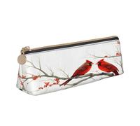 Entemne Astuccio in pelle impermeabile per ragazze ragazzi bambini cancelleria organizzatore piccolo scuola borsa per scuola ufficio organizzatore borsa, Pittura artistica con uccelli rossi, 21 x 6 x