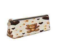 Entemne Astuccio in pelle impermeabile per ragazze ragazzi bambini cancelleria organizzatore piccolo scuola borsa per scuola ufficio organizzatore borsa, Simpatico motivo con orsetto e, 21 x 6 x 6 cm