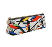 Entemne Astuccio in pelle impermeabile per ragazze ragazzi bambini cancelleria organizzatore piccolo scuola borsa per scuola ufficio organizzatore borsa, Astratto Uccelli, 21 x 6 x 6 cm, Organizer per