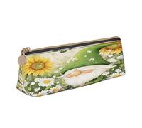 Entemne Astuccio in pelle impermeabile per ragazze ragazzi bambini cancelleria organizzatore piccolo scuola borsa per scuola ufficio organizzatore borsa, Gnomo fiori margherita primavera, 21 x 6 x 6