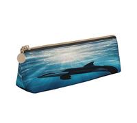 Entemne Astuccio in pelle impermeabile per ragazze ragazzi bambini cancelleria organizzatore piccolo scuola borsa per scuola ufficio organizzatore borsa, Orca orca orca killer di mare turchese, 21 x 6