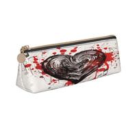 Entemne Astuccio in pelle impermeabile per ragazze ragazzi bambini cancelleria organizzatore piccolo scuola borsa per scuola ufficio organizzatore borsa, Nota musicale Love Heart Art Painting, 21 x 6