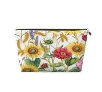 Entemne Beauty case con girasoli, papaveri, spighe di grano, impermeabile, in pelle PVC, organizer per cosmetici per donne e ragazze, piccolo astuccio da viaggio per borsa da palestra regali, Girasoli