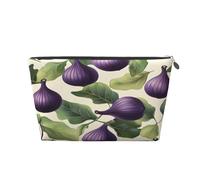 Entemne Beauty case dorato ananas blu impermeabile in pelle PVC organizer cosmetici donne ragazze portatile piccolo viaggio borsa da toilette per borsa regali palestra, Fichi Frutti Foglie, taglia