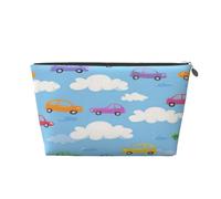 Entemne Beauty case Ocean Sharks Anchor impermeabile in pelle PVC organizer cosmetici donne ragazze portatile piccolo viaggio borsa da toilette per borsa regali palestra, Nuvole di automobili