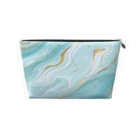 Entemne Beauty case verde chiaro bianco nero a scacchiera impermeabile in pelle PVC organizer per cosmetici donne ragazze portatile piccolo astuccio da viaggio per borsa regalo palestra, Texture Marmo