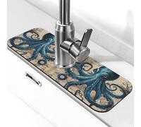 Entemne Blu Polpo Vintage Marine Nave Rubinetto Mat per Lavello Della Cucina Assorbente Splash Guard Drip Catcher Vassoio Rubinetto Drenaggio Pad Tap Mat per Bagno Contatore