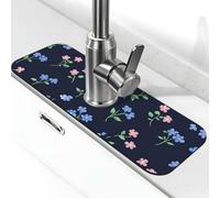 Entemne Blu Rosa Fiori Selvatici Rubinetto Mat per Lavello Della Cucina Assorbente Splash Guard Drip Catcher Vassoio Rubinetto Drenaggio Pad Tap Mat per il bancone del bagno