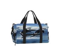 Entemne Borsa da palestra sportiva a tema giallo limone con scomparto per scarpe donna uomo borsa da viaggio leggera resistente all'acqua weekend pernottamento bagaglio a mano, Salto delle balene