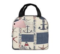 Entemne Borsa per il pranzo con ancora nautica rossa e blu, per uomini, donne, bambini, borsa termica per il pranzo, piccola borsa termica a prova di perdite, per lavoro, picnic, scuola