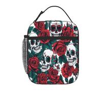 Entemne Borsa per il pranzo con motivo gotico con teschio rosa per bambini, uomini e donne, borsa termica per il pranzo, piccola borsa termica resistente all'acqua, a prova di perdite, per lavoro