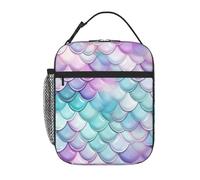 Entemne Borsa per il pranzo con motivo squame di sirena rosa blu Ombre per bambini uomini donne borsa termica per il pranzo piccola borsa termica resistente all'acqua borse per pasti a prova di