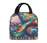 Entemne Borsa per il pranzo con note musicali astratte per uomini donne bambini borsa termica per il pranzo piccola borsa termica a prova di perdite sacchetti per pasti per lavoro picnic scuola