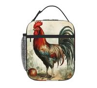 Entemne Borsa per il pranzo vintage con gallo per bambini, uomini e donne, borsa termica per il pranzo, piccola borsa termica resistente all'acqua, a prova di perdite, per lavoro, picnic, scuola