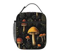 Entemne Borsa per il pranzo vintage con motivo a funghi della natura del bosco per bambini, uomini e donne, borsa termica per il pranzo, piccola borsa termica resistente all'acqua, a prova di perdite