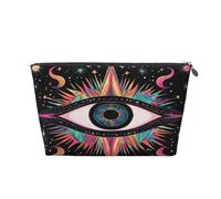 Entemne Borsa per il trucco colorata tie dye Art impermeabile in pelle PVC organizer per cosmetici donne ragazze portatile piccolo astuccio da viaggio per borsa regali da palestra, Occhi malvagi
