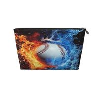 Entemne Borsa per il trucco con palline da golf, impermeabile, in pelle PVC, organizer per cosmetici per donne e ragazze, piccola borsa da viaggio per articoli da toeletta da viaggio per borsa, Fuoco