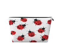 Entemne Borsa per il trucco Nave Timone verde mare impermeabile in pelle PVC Organizzatore cosmetico Donne Ragazze Portatile Piccolo Viaggio Toiletry Pouch per Borsa Palestra Regali, Coccinelle rosse