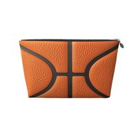 Entemne Borsa per il trucco Water Fire Football americano impermeabile in pelle PVC organizer cosmetico donne ragazze portatile piccolo astuccio da viaggio per borsa regali da palestra, Arancione