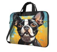Entemne Borsa per laptop da 13 pollici Boston Terrier Dog Art Painting Custodia per laptop per donne uomini leggera resistente all'acqua borsa a tracolla per tablet per computer valigetta, Multi, 14