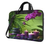 Entemne Borsa per laptop da 13 pollici giapponese Zen viola candela orchidea fiori custodia per laptop per donne uomini borsa a tracolla per tablet per computer leggera resistente all'acqua borsa a