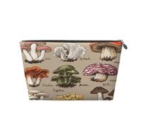 Entemne Borsa per trucchi con funghi e piante, impermeabile, in pelle PVC, organizer per cosmetici per donne e ragazze, piccola borsa da viaggio per articoli da toeletta per borsa da palestra regali