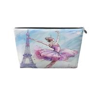Entemne Borsa per trucchi con Tour Eiffel, pittura a olio, impermeabile, in pelle PVC, organizer per cosmetici da donna e ragazza, portatile, piccola borsa da viaggio per borsa da palestra, Ballerina