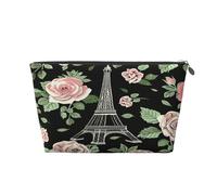 Entemne Borsa per trucchi con Tour Eiffel, pittura a olio, impermeabile, in pelle PVC, organizer per cosmetici da donna e ragazza, portatile, piccola borsa da viaggio per borsa da palestra, Rosa