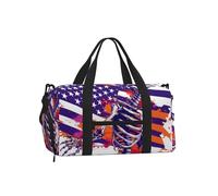 Entemne Borsa sportiva da palestra con motivo a stelle rosse e blu con scomparto per scarpe, borsa da viaggio leggera e resistente all'acqua, per fine settimana e notte, Scheletro Usa Bandiera Art