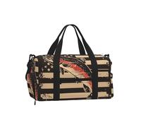 Entemne Borsa sportiva da palestra con motivo a stelle rosse e blu con scomparto per scarpe, borsa da viaggio leggera e resistente all'acqua, per fine settimana e notte, Pesce salmone bandiera