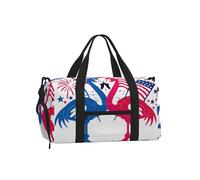Entemne Borsa sportiva da palestra con motivo a stelle rosse e blu con scomparto per scarpe, borsa da viaggio leggera e resistente all'acqua, per fine settimana e notte, Bandiera del 4 luglio con