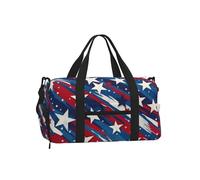 Entemne Borsa sportiva da palestra con motivo a stelle rosse e blu con scomparto per scarpe, borsa da viaggio leggera e resistente all'acqua, per fine settimana e notte, Bandiera Stelle Rosso Strisce