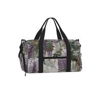 Entemne Borsa sportiva da palestra con scomparto per scarpe da donna e uomo, leggera, resistente all'acqua, per fine settimana, pernottamento, bagaglio a mano, Fiori Floreali Vite Viola, 45x23x25cm