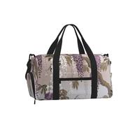 Entemne Borsa sportiva da palestra con scomparto per scarpe da donna e uomo, leggera, resistente all'acqua, per fine settimana, pernottamento, bagaglio a mano, Arte Floreale Viola Vite, 45x23x25cm