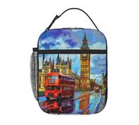 Entemne Borsa termica per il pranzo con Big Ben di Londra con acquerello, per bambini, uomini, donne, borsa termica per il pranzo, borsa termica resistente all'acqua, a prova di perdite, per lavoro
