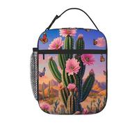 Entemne Borsa termica per il pranzo con cactuse del deserto e farfalla, per bambini, uomini e donne, borsa termica per il pranzo, piccola borsa termica resistente all'acqua, a prova di perdite, per