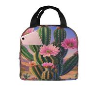 Entemne Borsa termica per il pranzo con cactuse del deserto e farfalla, per uomini, donne, bambini, piccola borsa termica termica a prova di perdite, per lavoro, picnic, scuola
