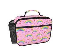 Entemne Borsa termica per il pranzo con cuori colorati e graziosi arcobaleni rosa, isolata, per donne, uomini, bambini, a tenuta stagna, termica, per lavoro, scuola, picnic, pendolari, riutilizzabile
