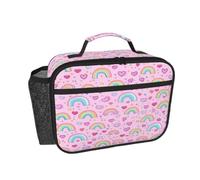 Entemne Borsa termica per il pranzo con cuori rosa arcobaleno per donne | Borsa termica per il pranzo a tenuta stagna, per lavoro, scuola, picnic, pendolari, riutilizzabile