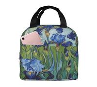 Entemne Borsa termica per il pranzo con fiori di iris blu, per uomini, donne, bambini, piccola borsa termica per il pranzo, a prova di perdite, per lavoro, picnic, scuola